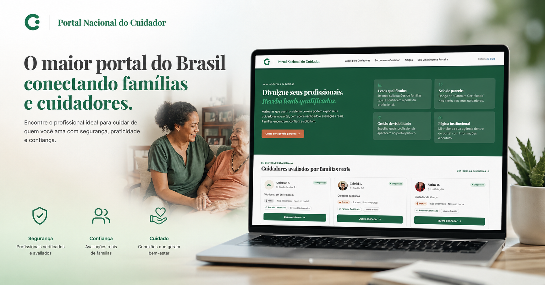 Portal Nacional do Cuidador conecta famílias e cuidadores para facilitar a busca por profissionais especializados.