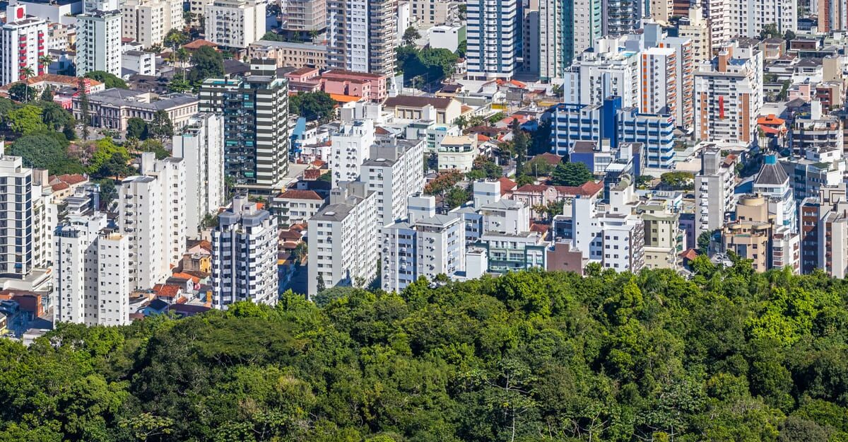 Fotografia aérea de Florianópolis, Brasil.