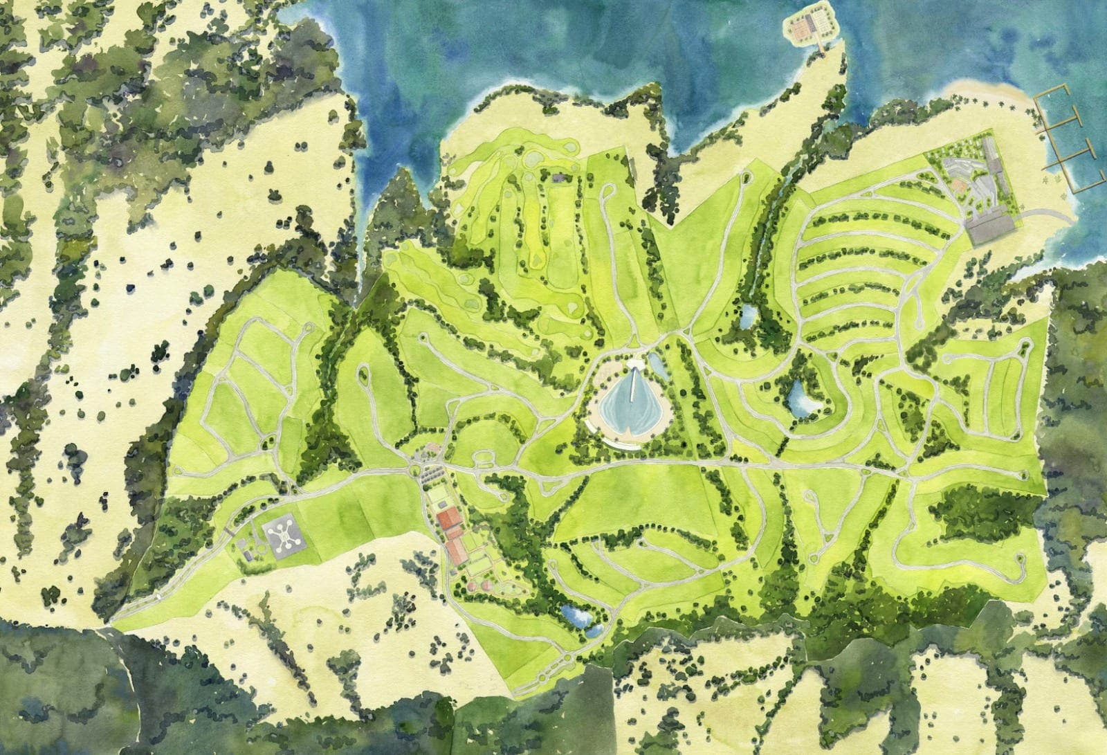 Masterplan da primeira fase da Fazenda do Lago: 470 lotes em 33 quadras de baixa densidade ao longo de 3 milhões de m².