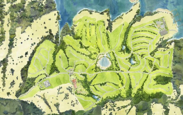 Masterplan da Fazenda do Lago: 3 milhões de m² organizados em quatro clubes autorais às margens do Lago Corumbá IV.