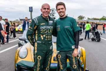 Marcos Regadas e Felipe Drugovich com o Porsche #17 no grid do Autódromo Internacional Nelson Piquet, em Brasília.