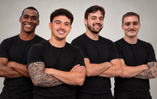 Os quatro sócios da Empregol, plataforma que conecta atletas sem contrato a clubes e agentes e chega ao mercado em outubro.